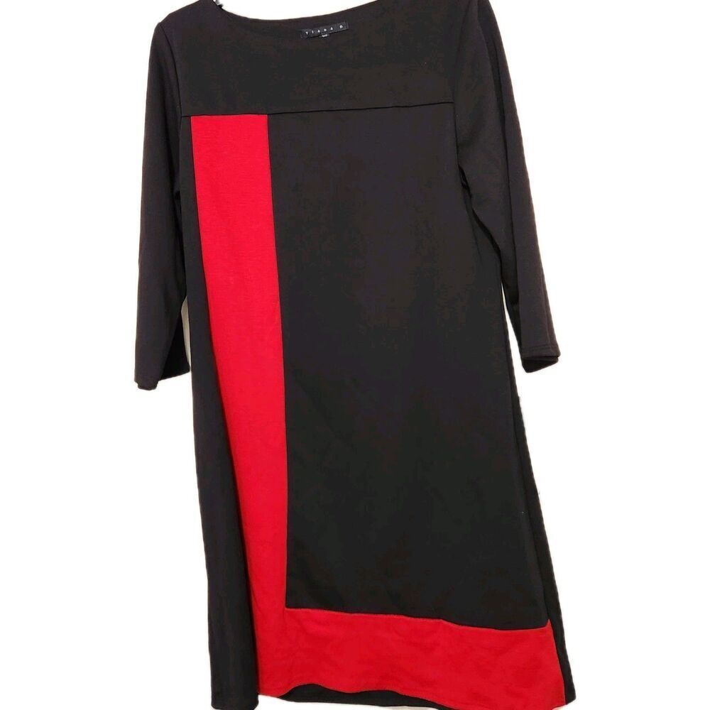 Tiana B Women Dress Size Large Black/red Stretch